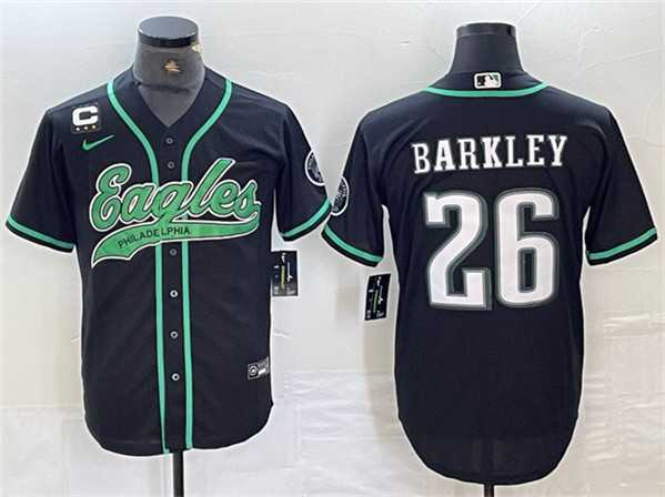 Men's Philadelphia Eagles #26 Saquon Barkley Black With 3-star C Patch Cool Base Baseball Stitched Jersey,We sell and wholesale Men's Philadelphia Eagles #26 Saquon Barkley Black With 3-star C Patch Cool Base Baseball Stitched Jersey on line form chian!